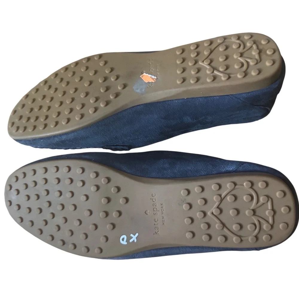 Kate Spade Blue Navy Suede Flat‎ Loafers Driving Mocassins Shoes Gold Hardware 8